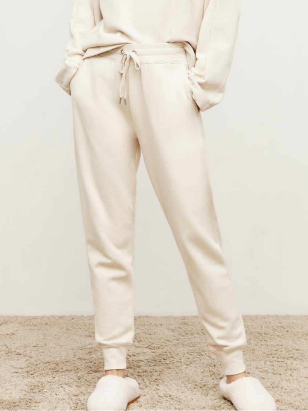 M.M Lafleur The Joni Jogger in Cotton French Terry Ecru Cream Size XS